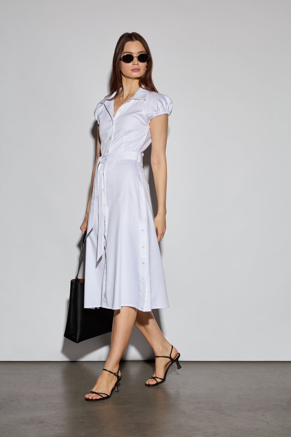 Balloon Sleeve Midi Shirt Dress - Jasmine Elaine 