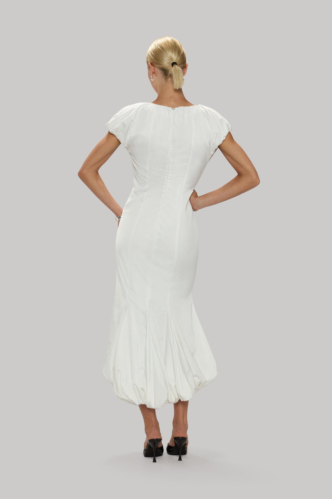 Balloon Off/On Shoulder Midi Dress - Jasmine Elaine 