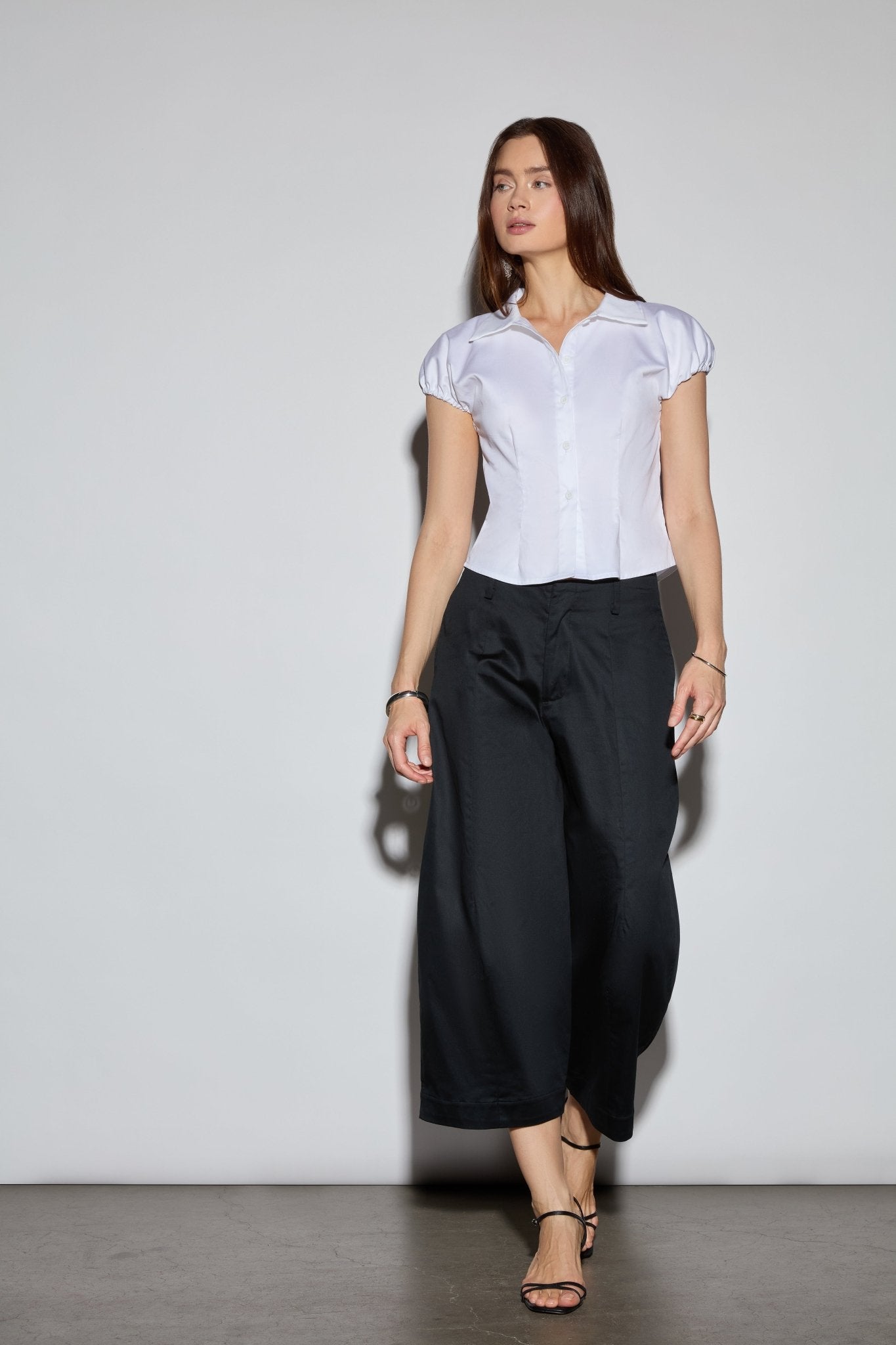 Balloon Sleeve Midi Shirt Dress