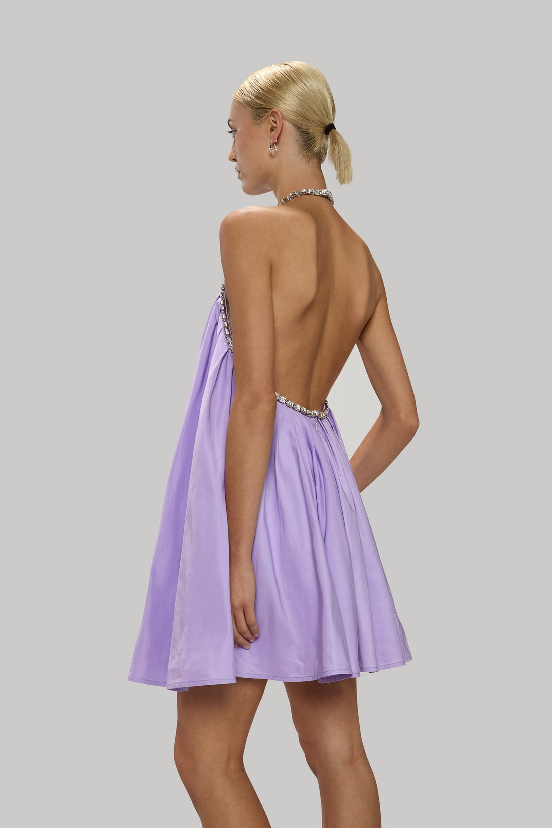 Embellished Pleated Halter Dress - Jasmine Elaine