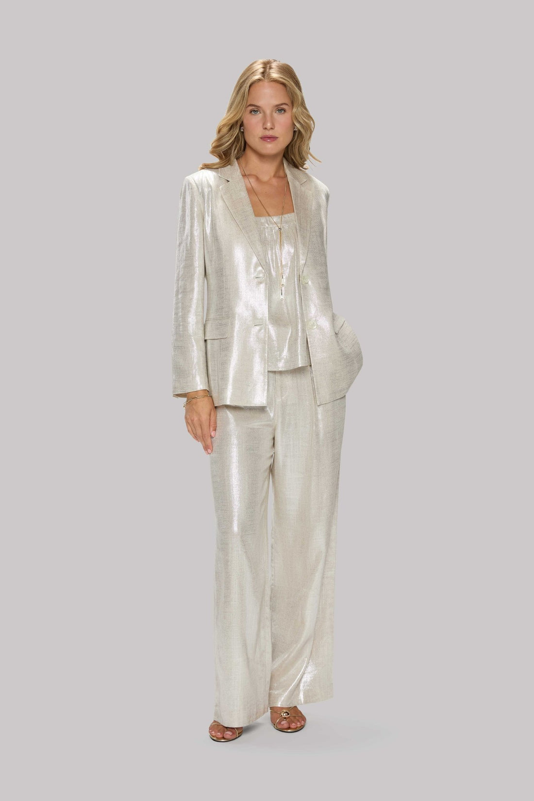 Metallic Linen Blazer - Jasmine Elaine