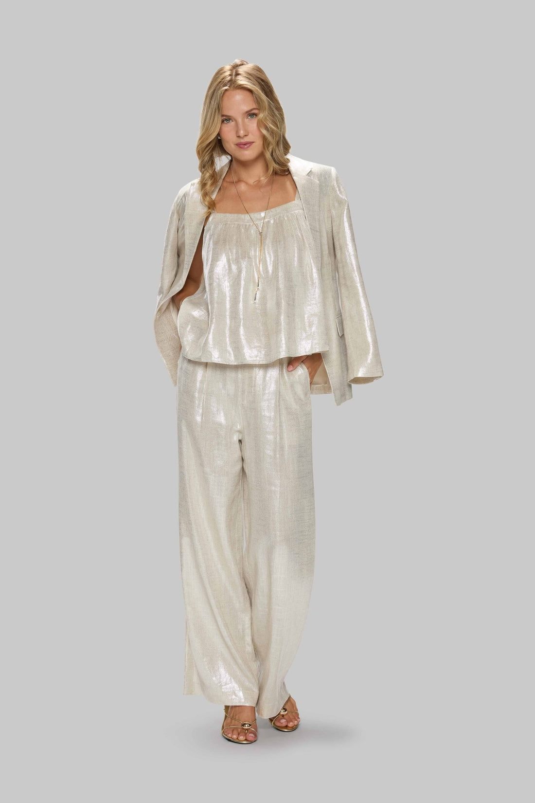Metallic Linen Pants - Jasmine Elaine
