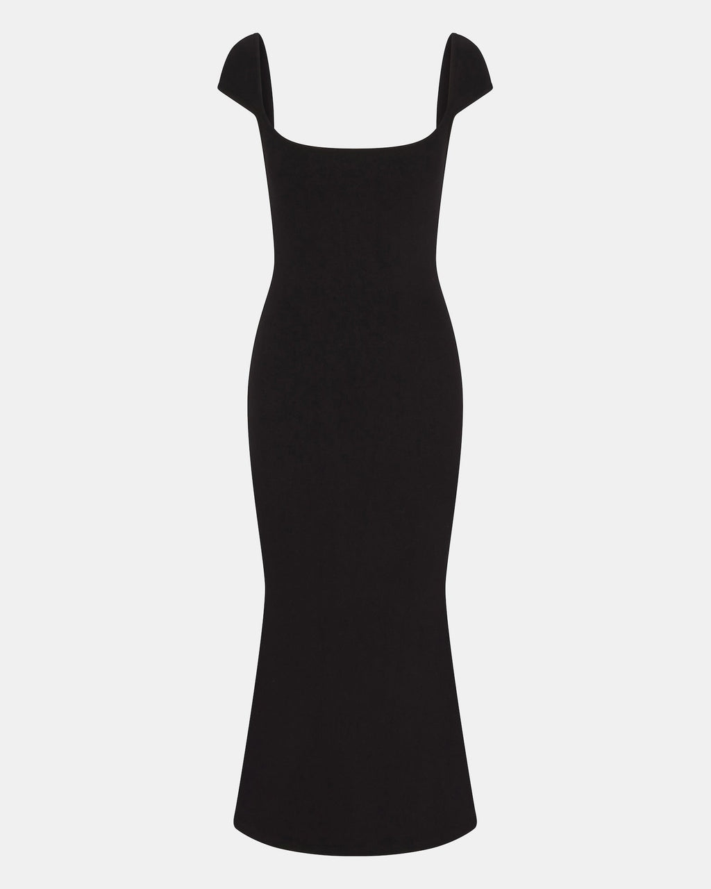 Ribbed Knit Cap Sleeve Dress Black / Small