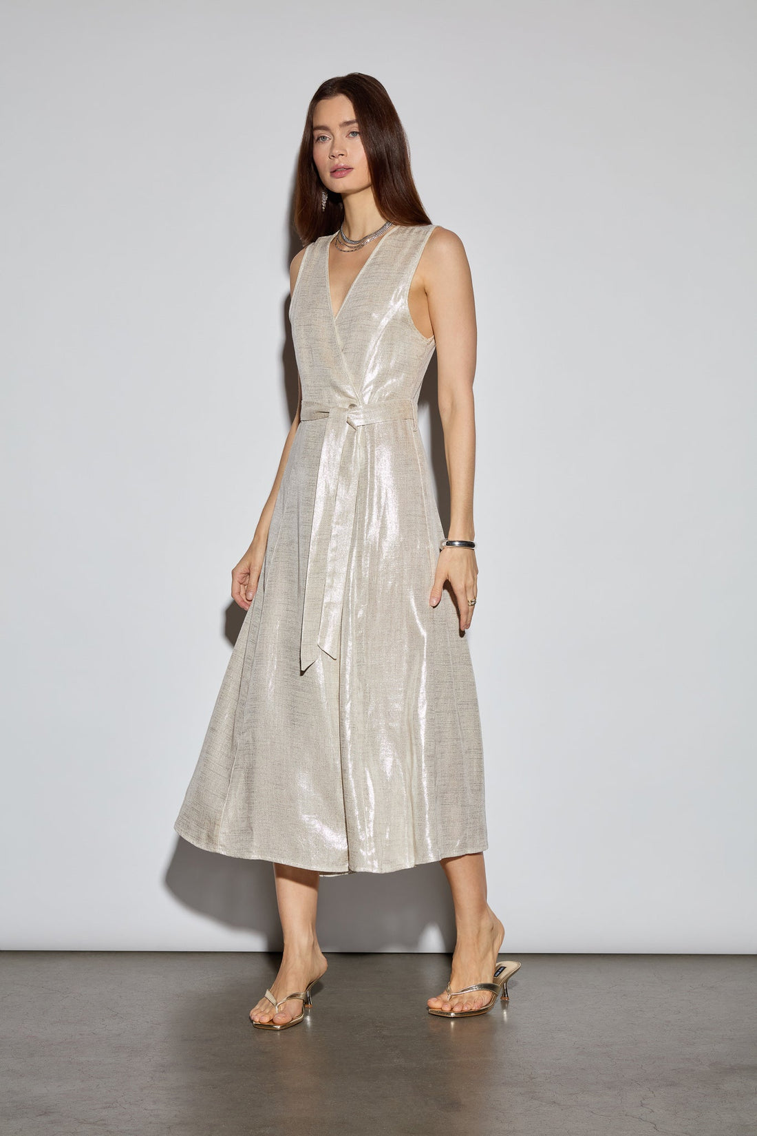 The Linen Wrap Dress Small / Sand